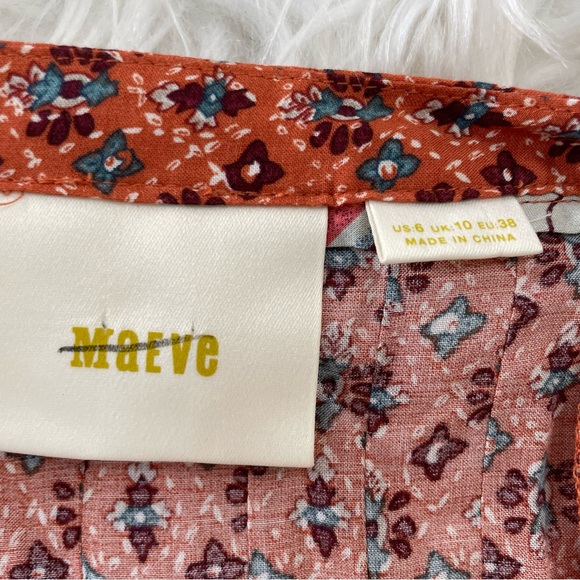 Anthropologie Maeve Hiver Flowy Peasant Blouse Top Size 6 Lace Trim Boho - Picture 6 of 7